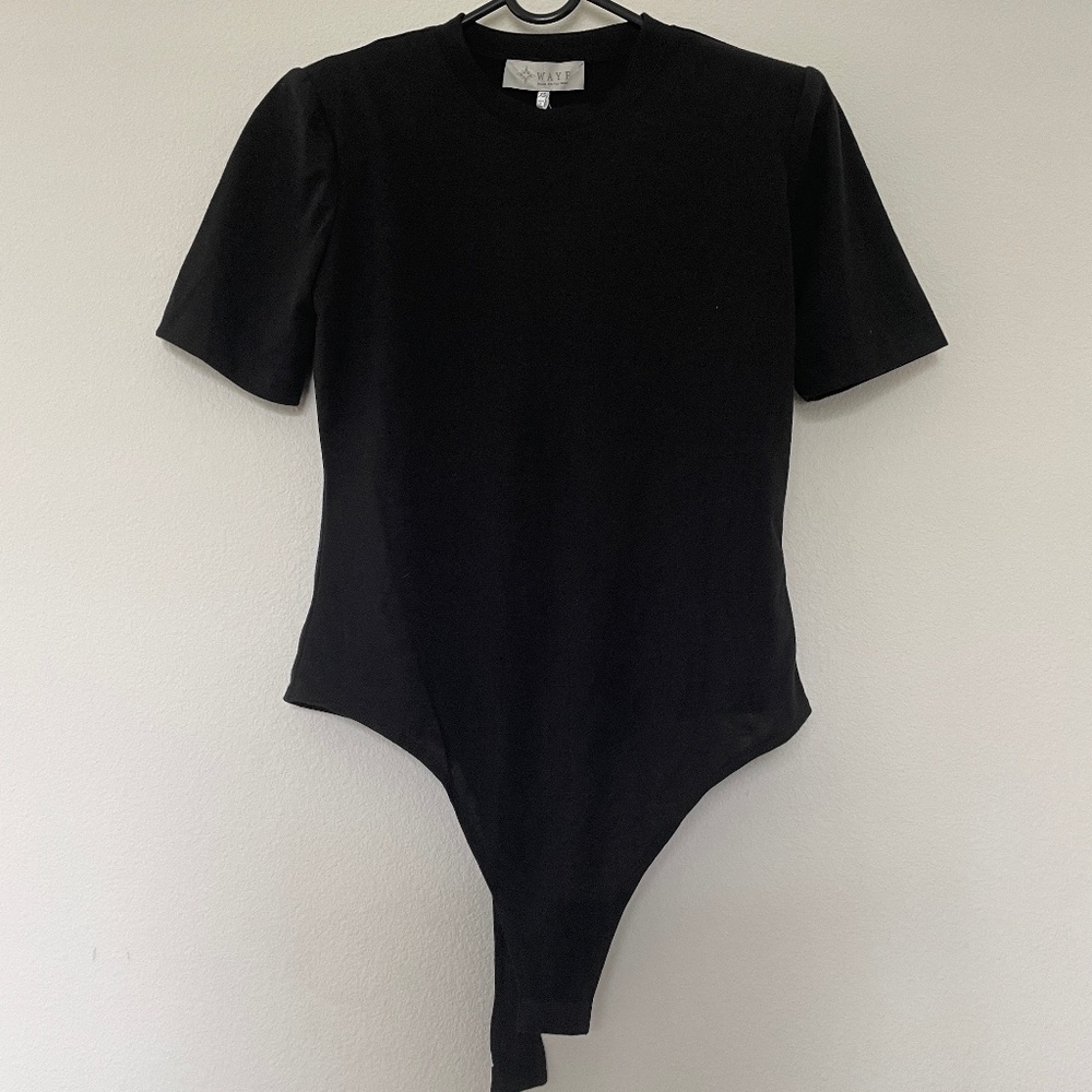 Black broad shoulder top
